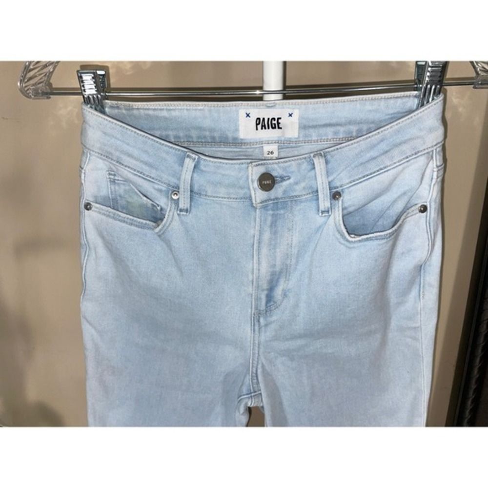 Paige Cindy Crop Jeans W/26 Blue Raw Hem Kokomo 6905H36-4906 LN - Picture 4 of 14